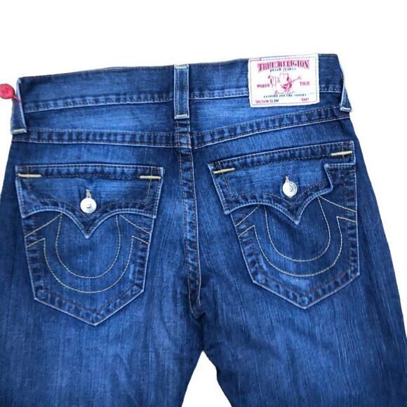 RARE True Religion Jeans Size 32 STRAIGHT Blue - Picture 5 of 7